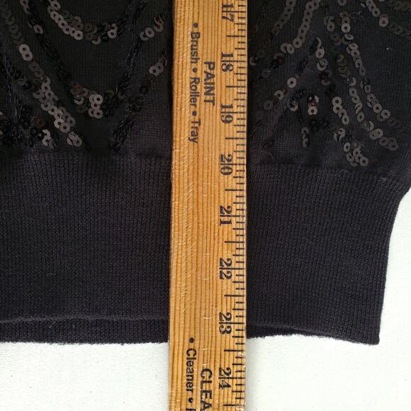 Women Calvin Klein V Neck Black Sequin Sweater Jumper S Holiday Cocktail Sparkle - Picture 8 of 10